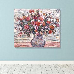 Lienzo Jarrón de flores, Zinnias por Maurice Prendergast