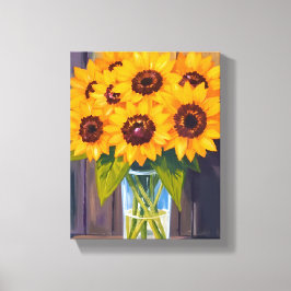 Lienzo Jarrón de girasoles | Acuarela de ramo de flores a