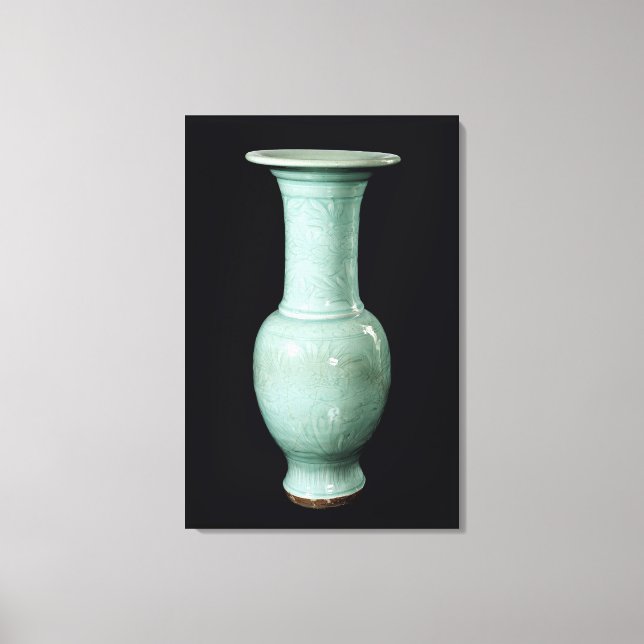 Lienzo Jarrón glaseado de Celadon, Dinastía Yuan (Anverso)