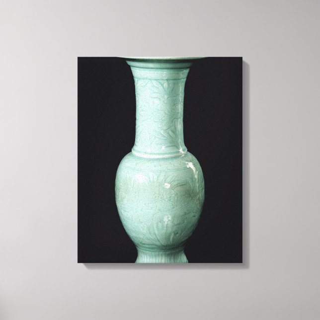 Lienzo Jarrón glaseado de Celadon, Dinastía Yuan (Anverso)