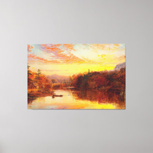 Lienzo JASPER F. CROPSEY - Atardecer en el lago Greenwood