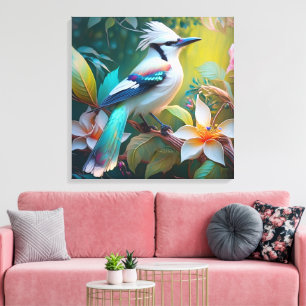 Lienzo Jay Crested Verde azulada Winged