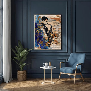 Lienzo Jazz Saxofón Wall Art - Canvas de música abstracta