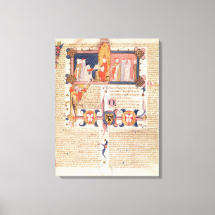 Lienzo Jean Andre que presenta al suyo el trabajo a papa