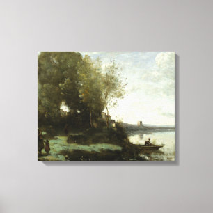 Lienzo Jean-Baptiste-Camille Corot - Río a distancia