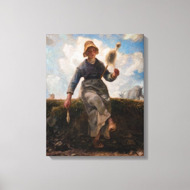 Lienzo Jean-Francois Millet - La Hilandera (Anverso)