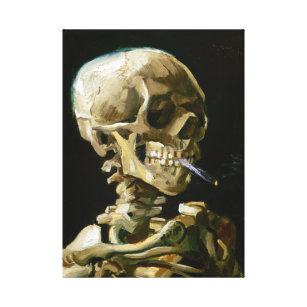 Lienzo Jefe de Gogh de un esqueleto con un cigarrillo