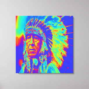 Lienzo Jefe de nativos americanos Pop Art