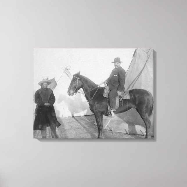 Lienzo Jefe de Oglala "oso rocoso" con blanco (Anverso)