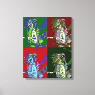 Lienzo Jefe Indígena Estadounidense Pop Art