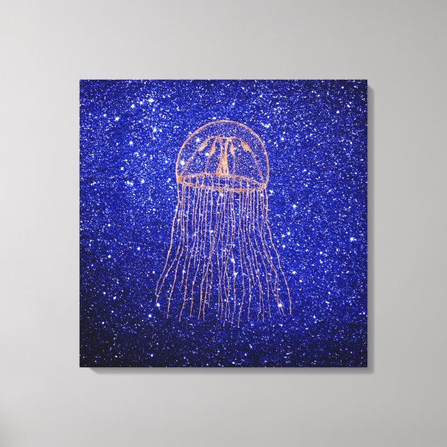 Lienzo Jellyfish Marine Sea Ocean Life Pink Rose Gold (Anverso)