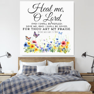Lienzo Jeremías 17:14 Curando Biblia Verse Flores silvest