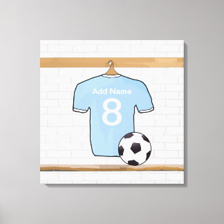 Lienzo Jersey de Fútbol Blanco Azul Sky personalizado