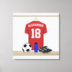 Lienzo Jersey de fútbol rojo y blanco personalizado