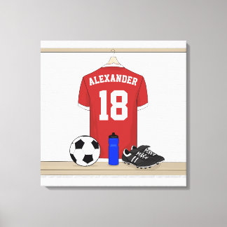 Lienzo Jersey de fútbol rojo y blanco personalizado