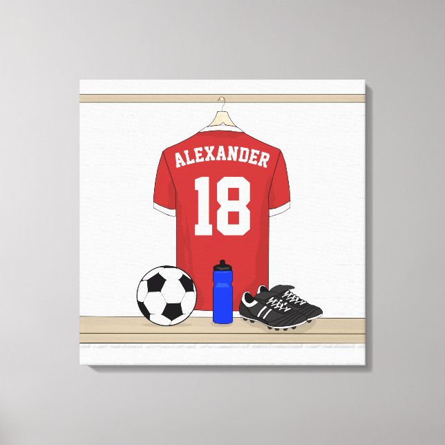 Lienzo Jersey de fútbol rojo y blanco personalizado (Anverso)
