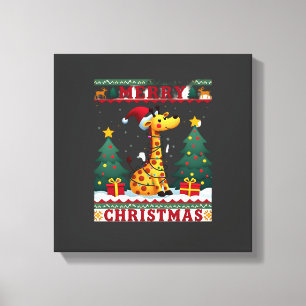 Lienzo Jerseys Feos De Navidad De Jirafa Gorra Divertida
