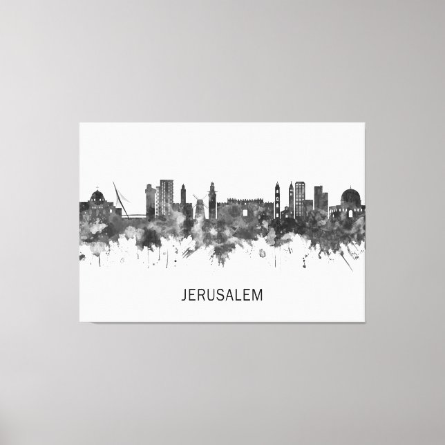 Lienzo Jerusalem Israel Skyline BW (Anverso)