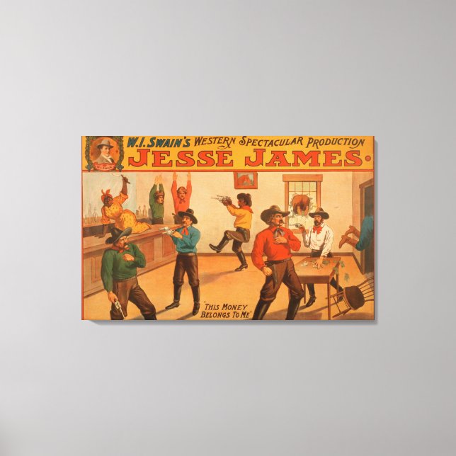 Lienzo Jesse James Western Spectacular Production (Anverso)