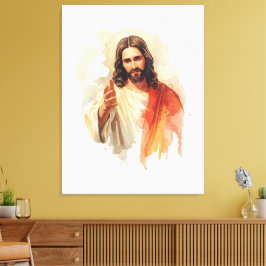 Lienzo Jesucristo Extendiendo Manos Pintura al Acuarela