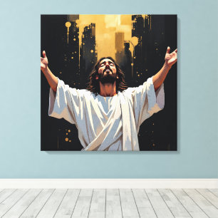 Lienzo Jesucristo Nuestro Salvador   Negro y Dorado