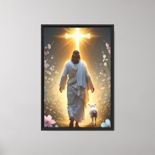 Lienzo Jesús Caminando hacia la Cruz Brillante