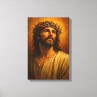 Jesús con corona de ánimos en cálido retrato clási