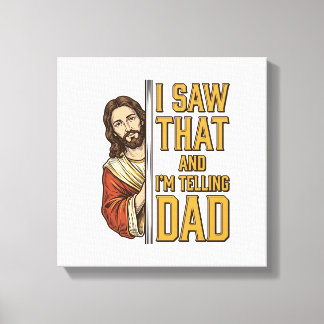 Lienzo Jesús divertido Lo vi y se lo voy a contar a papá