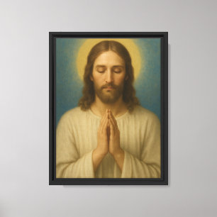 Lienzo Jesús en oración con Halo Dorado