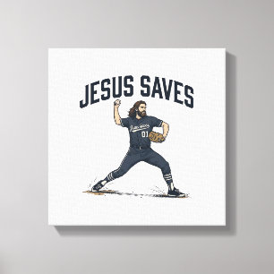 Lienzo Jesús salva al lanzador de béisbol Camiseta de gra