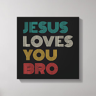 Lienzo Jesús Te Ama Hermano, Gracioso Retro De Fe Cristia