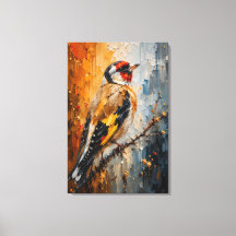 Jilguero Dorado Impasto – Pintura de Ave de Lujo