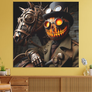 Lienzo Jinete de la Calabaza de Halloween Steampunk