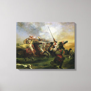 Lienzo Jinetes marroquíes en acción militar, 1832
