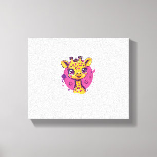 Lienzo Jirafa Adorable Con Corazones Dibujo Animado Amor 
