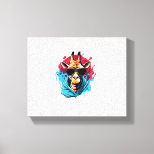 Lienzo Jirafa Con Gafas De Sol Colores Brillantes  