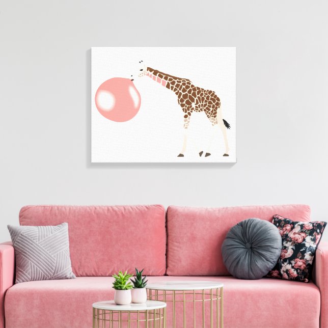 Lienzo Jirafa de chicle soplando burbuja (Insitu (Sala de estar))
