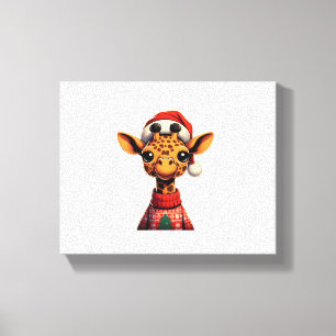 Lienzo Jirafa de dibujos animados linda con sombrero de S