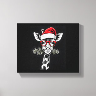 Lienzo Jirafa de Navidad Gorro de Santa Pijama Regalo Fam