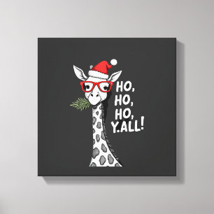 Lienzo Jirafa Linda Con Sombrero De Santa Feliz Navidad J