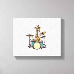 Lienzo Jirafa Linda Tocando Batería Jirafas Baterista Mús
