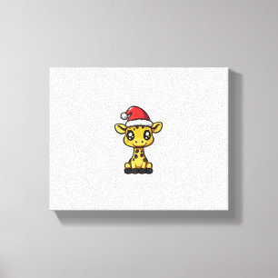 Lienzo Jirafa Navideña Monada Cómic Navideño