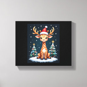 Lienzo Jirafa Reno Sombrero Santa Árbol de Navidad Divert