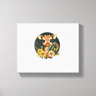 Lienzo Jirafa Rodeada De Flores Vibrantes  