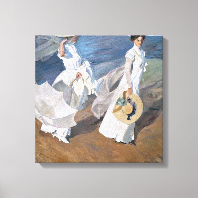 Lienzo Joaquin Sorolla - Mujeres caminando por la playa (Anverso)