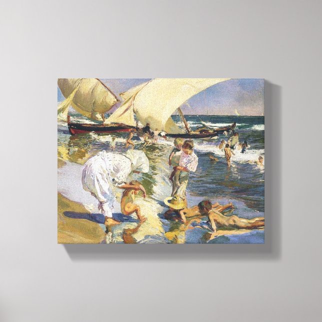 Lienzo Joaquín Sorolla- Playa de Valencia a la luz de la  (Anverso)