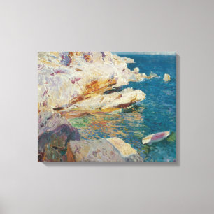 Lienzo Joaquín Sorolla-Rocas de Jávea y el barco blanco