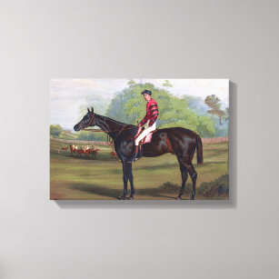 Lienzo Jockey sobre pintura vintage de caballo de carrera