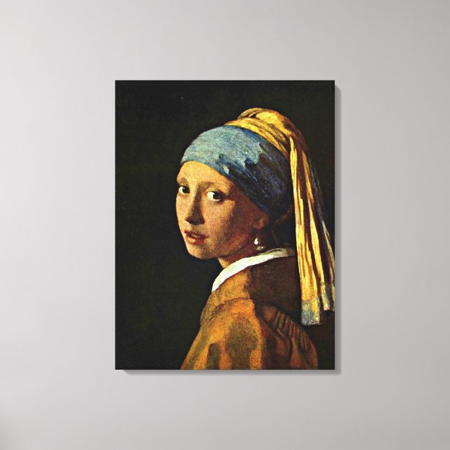 Lienzo Johannes Vermeer, Chica de Pearl Earring (Anverso)