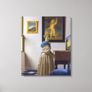 Lienzo Johannes Vermeer - Dama de pie en un virginal